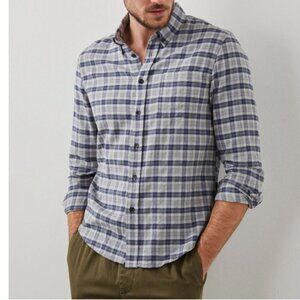 Rails Reid Plaid Shirt Mens Medium Blue Button Down Faded Lighweight Navy Melang